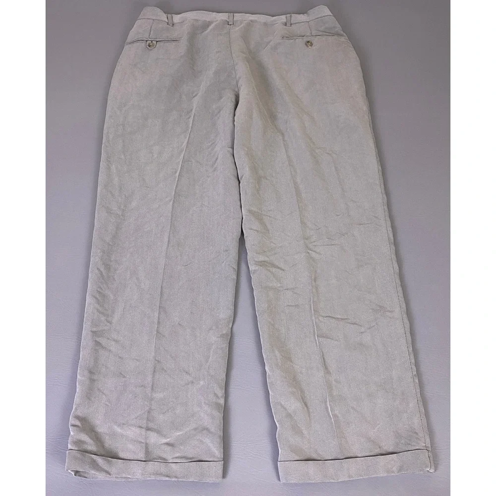 Vintage Haggar Dress Pants Men's‎ 40x30 Gray Pleated Cuffed Rayon Relaxed Fit